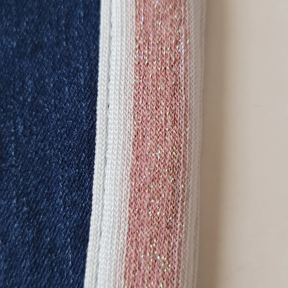 Justice Girls Mid Rise Leggings · Dark Wash Denim Stripe · Large 12